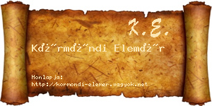 Körmöndi Elemér névjegykártya