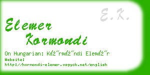 elemer kormondi business card