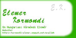 elemer kormondi business card